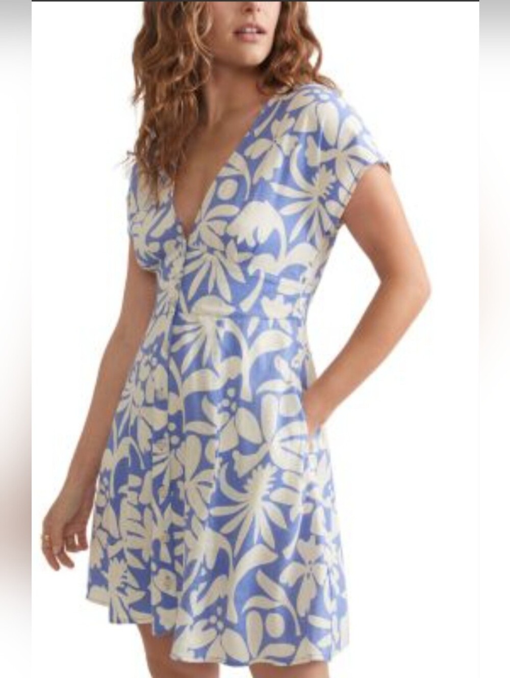 Marine Layer Camila Floral Mini Dress Hemp Blend Size Large
